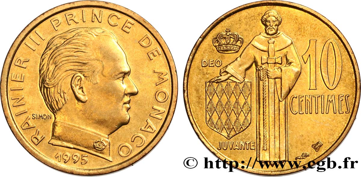 MONACO 10 Centimes Rainier III 1995 Paris SPL 