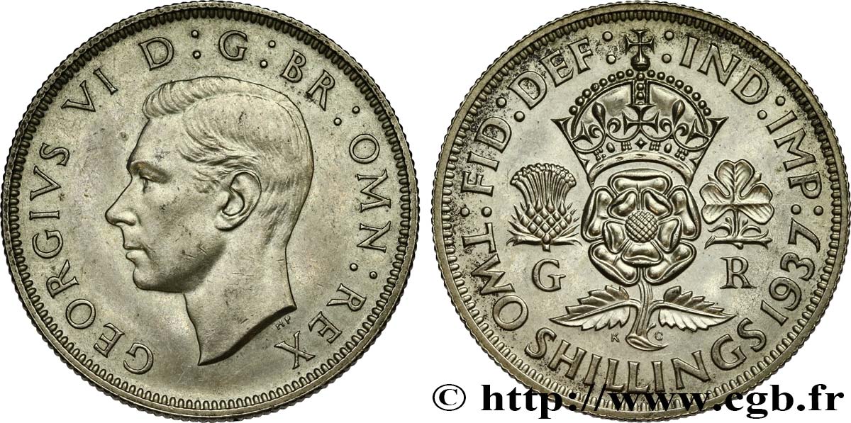 UNITED KINGDOM 1 Florin (2 Shillings) Georges VI 1937 Londres AU/MS 