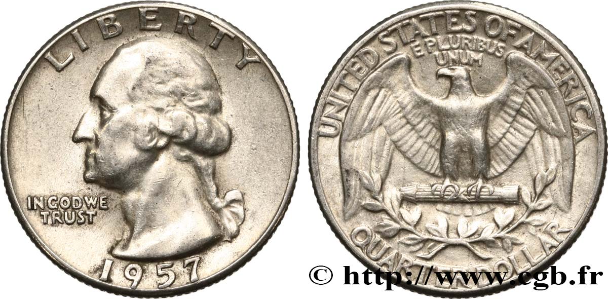 UNITED STATES OF AMERICA 1/4 Dollar Georges Washington 1957 Philadelphie AU 
