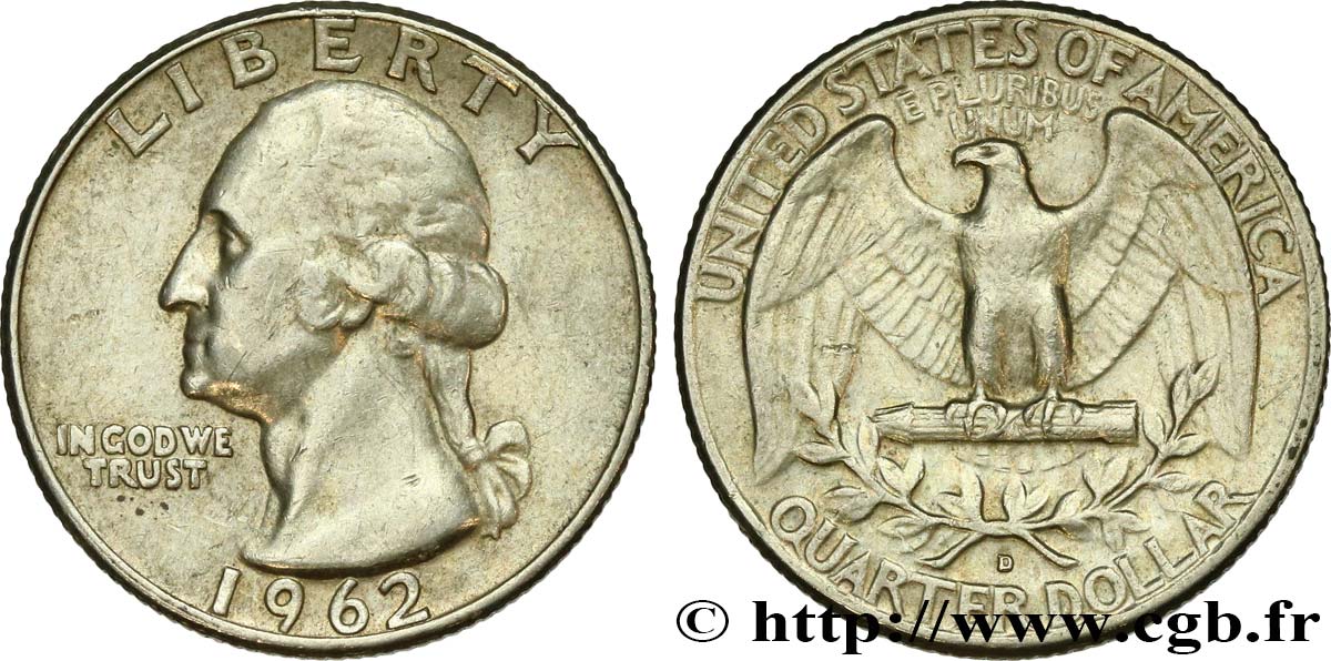STATI UNITI D AMERICA 1/4 Dollar Georges Washington 1962 Denver q.SPL 