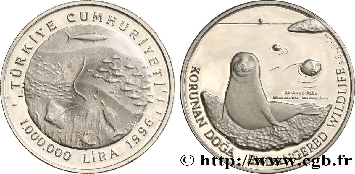TURKEY 1.000.000 Lira proof fonds marins 1996  MS 