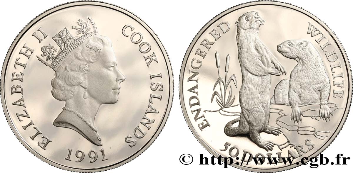 COOK ISLANDS 50 Dollars Proof loutre 1991  MS 