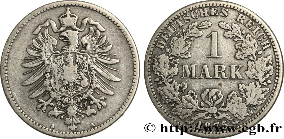 ALEMANIA 1 Mark Empire aigle impérial 1875 Berlin BC+ 