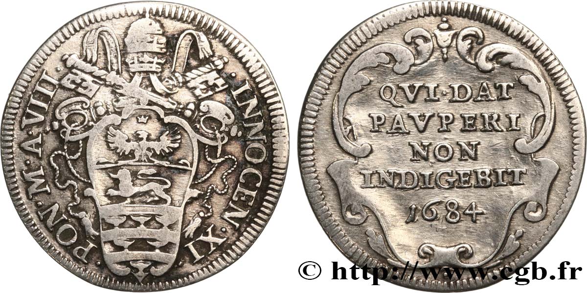 ITALIE - ÉTATS DU PAPE - INNOCENT XI (Benoît Odescalchi) Giulio 1684  TB+ 