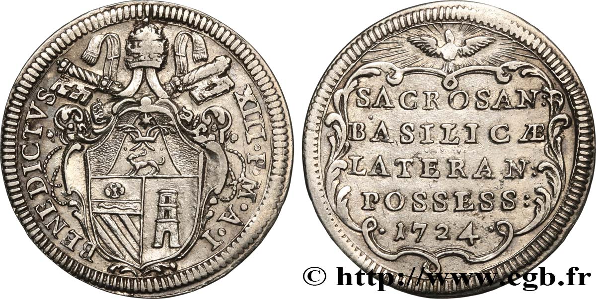ITALY - PAPAL STATES - BENEDICT XIII (Pietro Francesco Orsini) Giulio  1724 Rome XF 