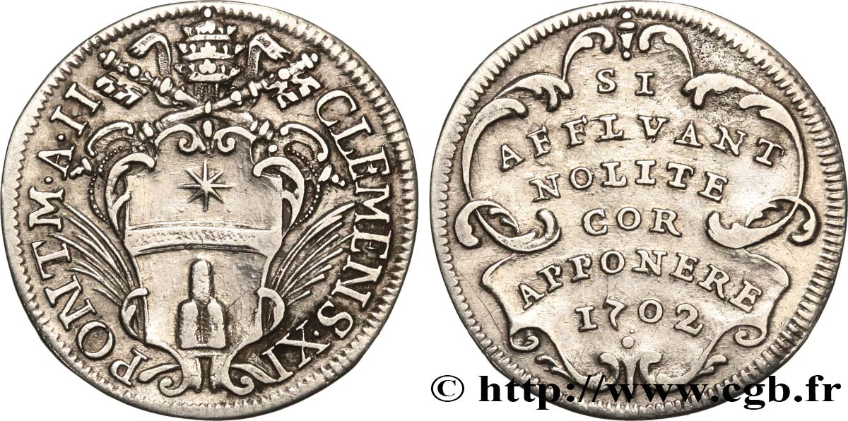 ETATS DU PAPE - CLEMENT XI. Gianfrancesco Albani Giulio  1702 Rome BB 