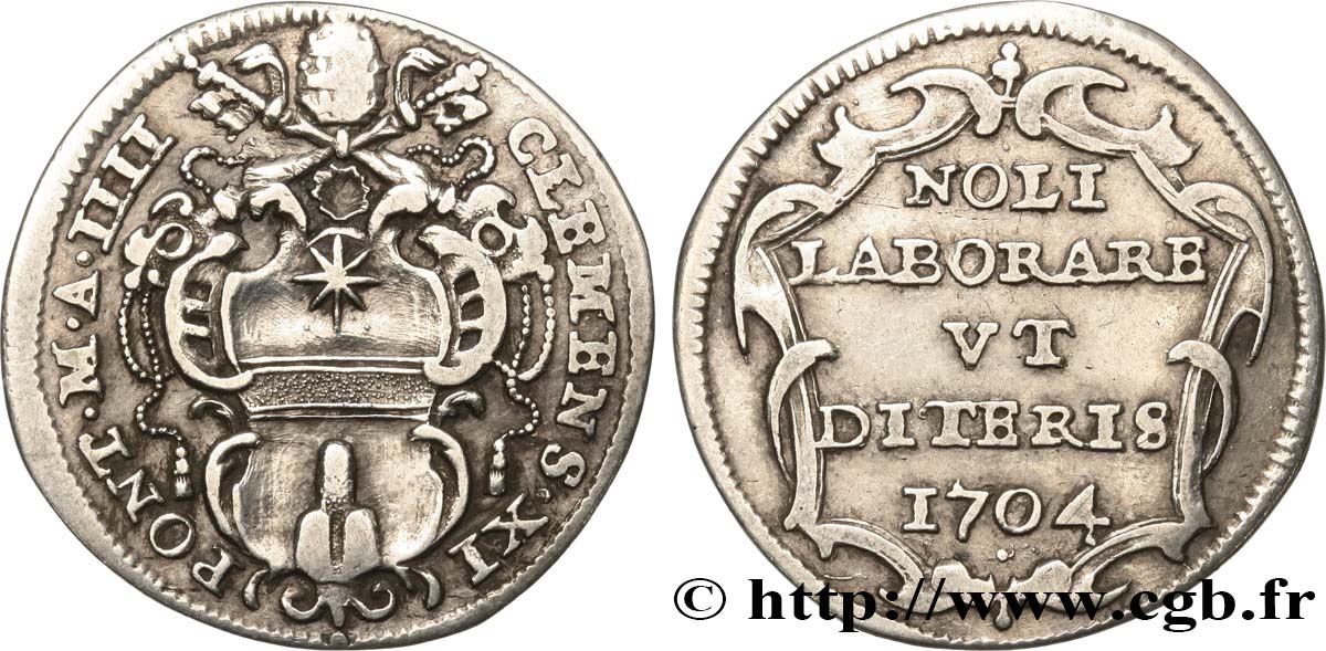 ETATS DU PAPE - CLEMENT XI. Gianfrancesco Albani Giulio  1704 Rome TB+ 