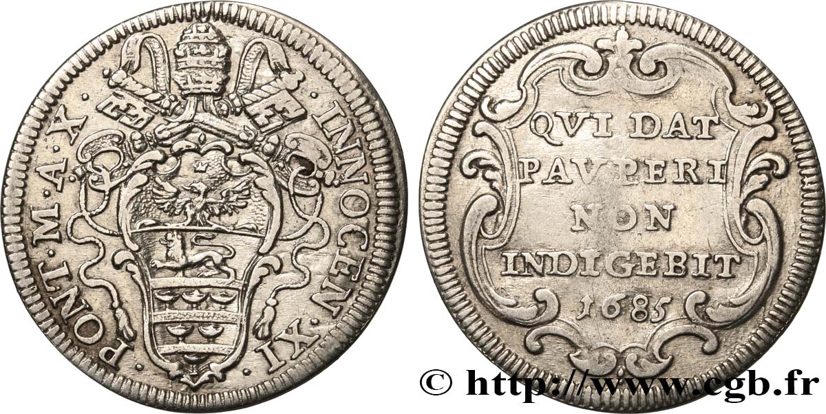 ITALIA - ESTADOS PONTIFICOS - INOCENCIO XI (Benedetto Odescalchi) Giulio 1685  MBC/BC+ 