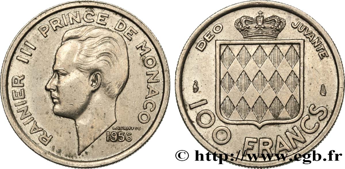 MONACO 100 Francs Rainier III 1956 Paris MBC 