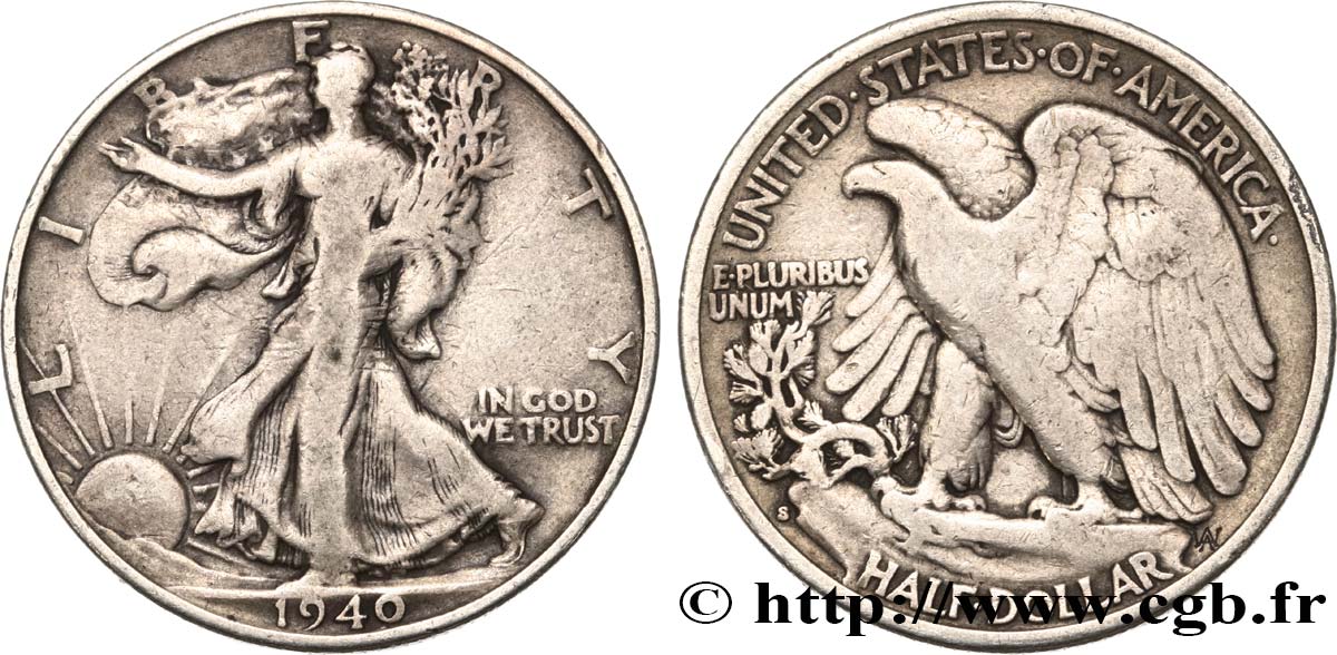 UNITED STATES OF AMERICA 1/2 Dollar Walking Liberty 1940
 Philadelphie VF 