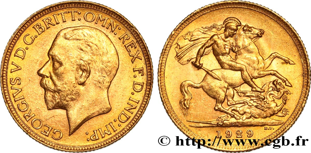 INVESTMENT GOLD 1 Souverain Georges V 1929 Pretoria EBC 