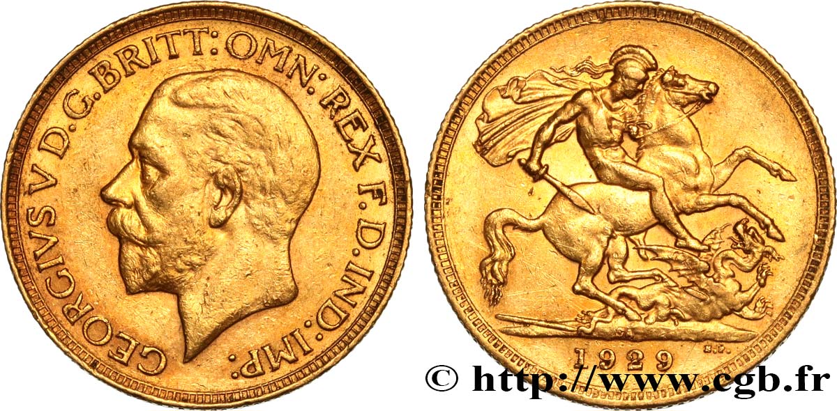 INVESTMENT GOLD 1 Souverain Georges V 1929 Pretoria XF 