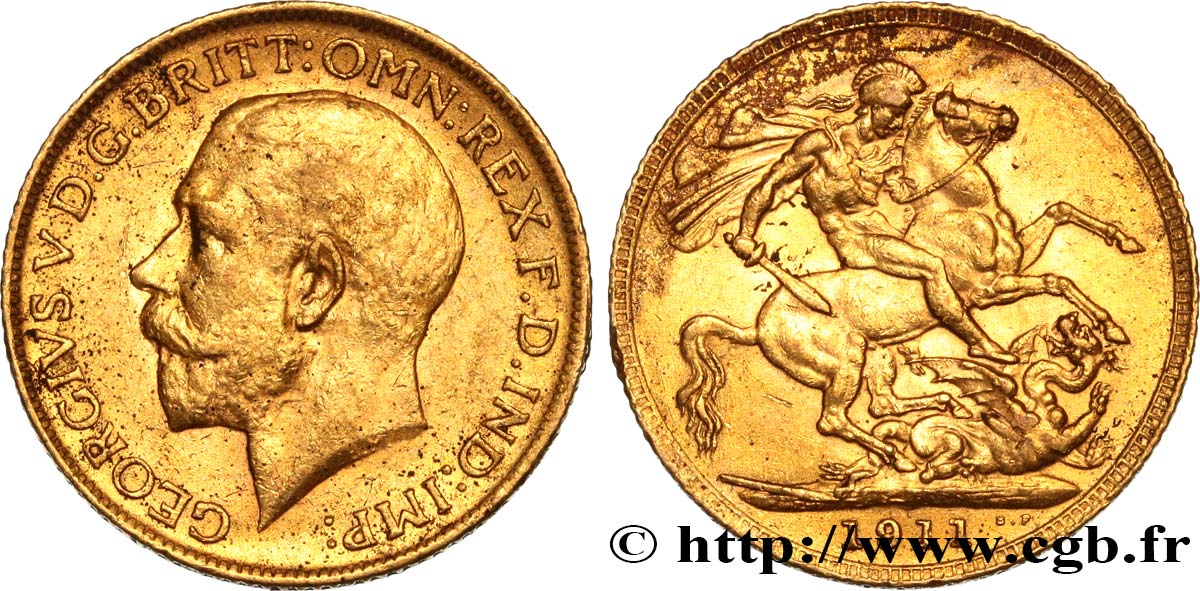 INVESTMENT GOLD 1 Souverain Georges V 1911 Londres MBC 