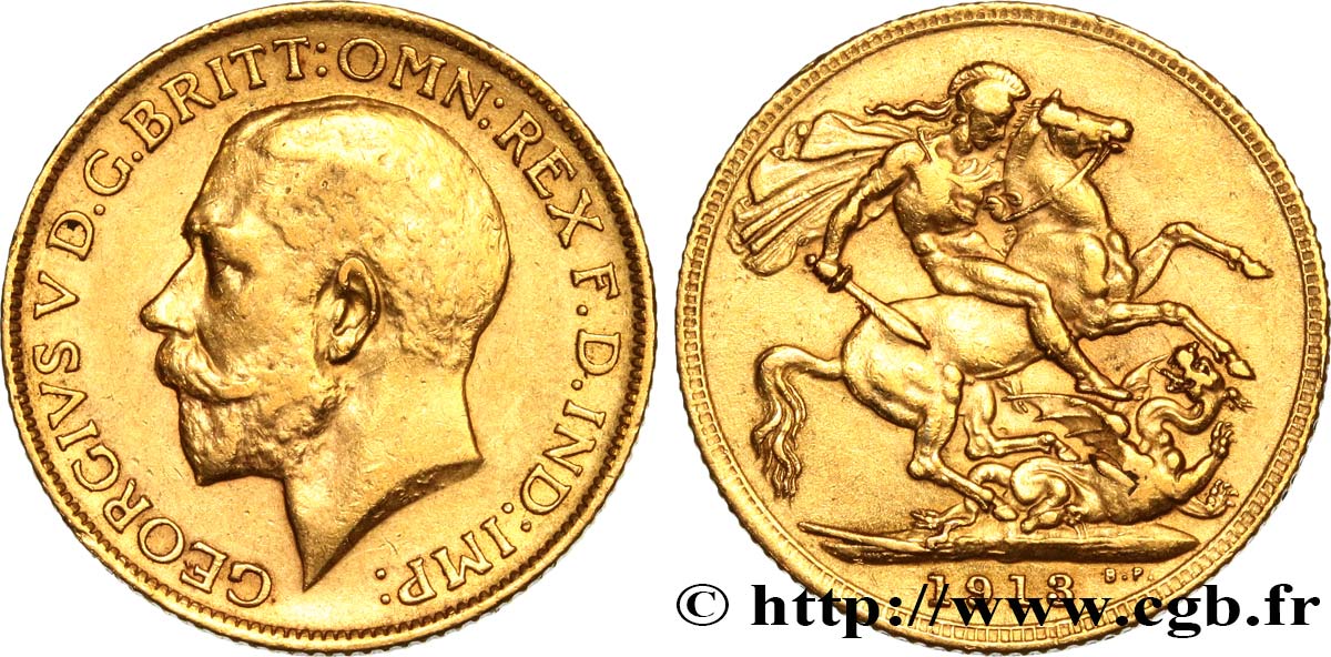 INVESTMENT GOLD 1 Souverain Georges V 1913 Londres BC+ 