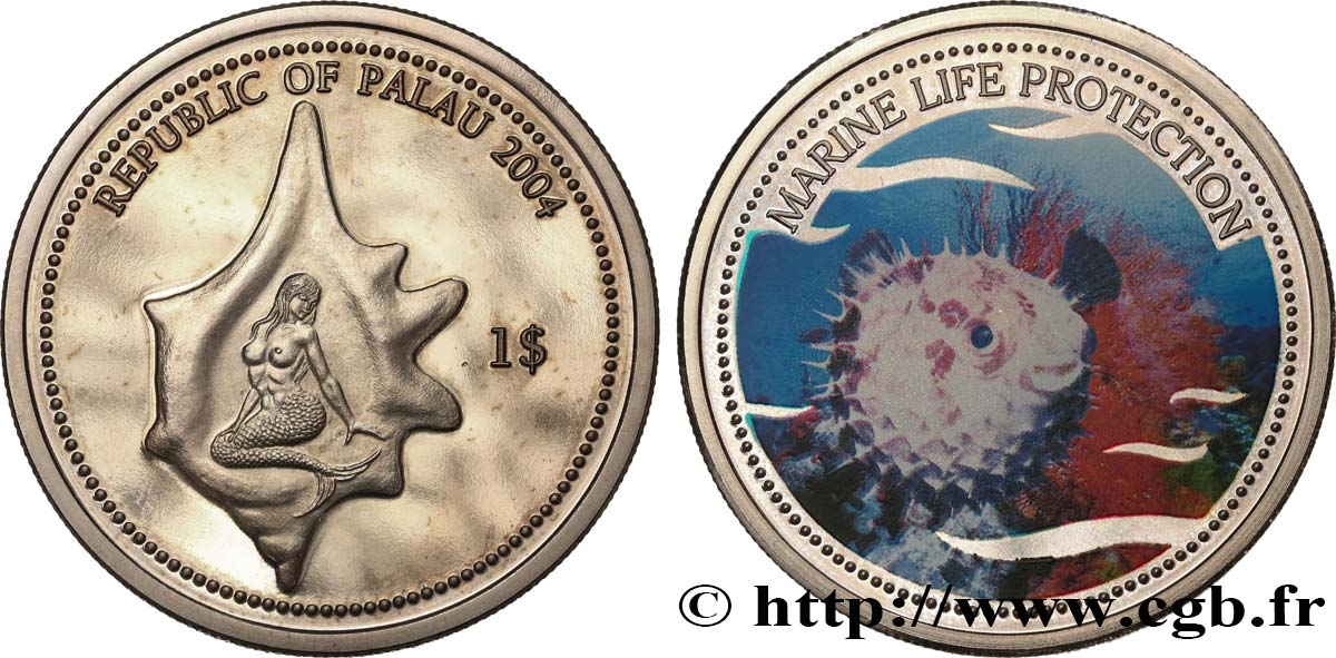 PALAU 1 Dollar Proof Protection de la vie marine 2004  fST 