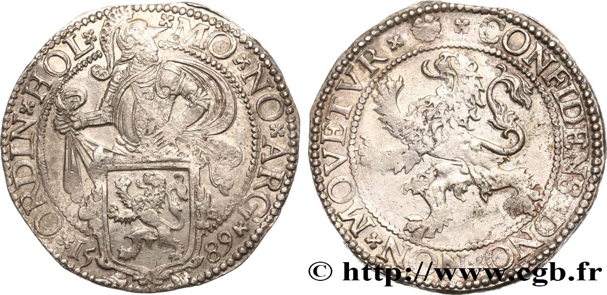 PAYS-BAS - PROVINCES-UNIES 1 Ecu ou Daldre au lion de Hollande 1589 Dordrecht TTB+ 
