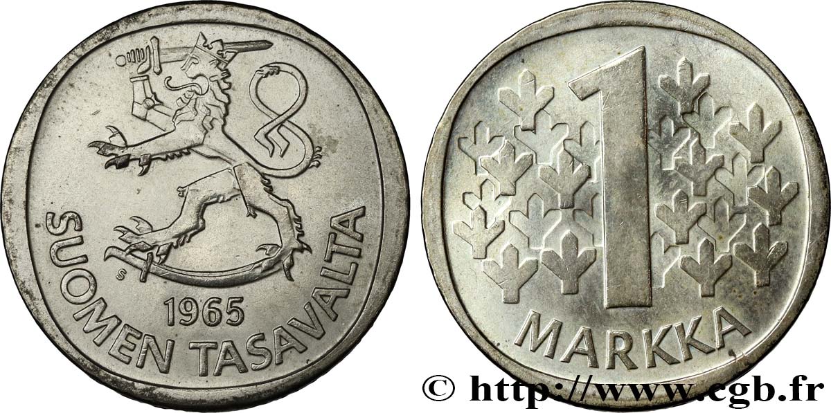 FINLAND 1 Markka 1965  AU 