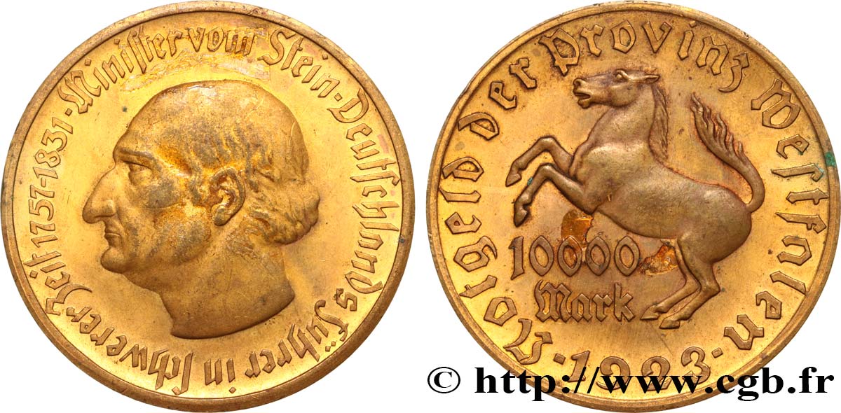 GERMANIA 10000 Mark  Westphalie von Stein 1923  BB 