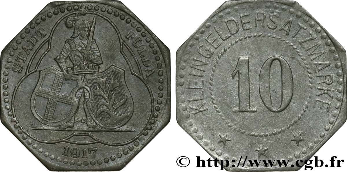 ALEMANIA - Notgeld 10 Pfennig ville de Fulda 1917  EBC 