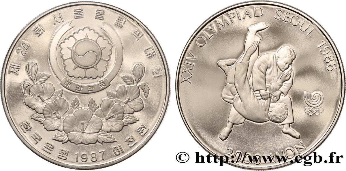 SOUTH KOREA  200 Won proof XXIV olympiade Séoul 1988 Tae Kwon Do  1987  MS 