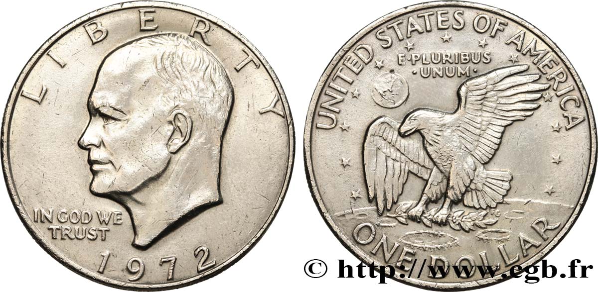 ÉTATS-UNIS D AMÉRIQUE 1 Dollar Eisenhower 1972 Philadelphie SUP 