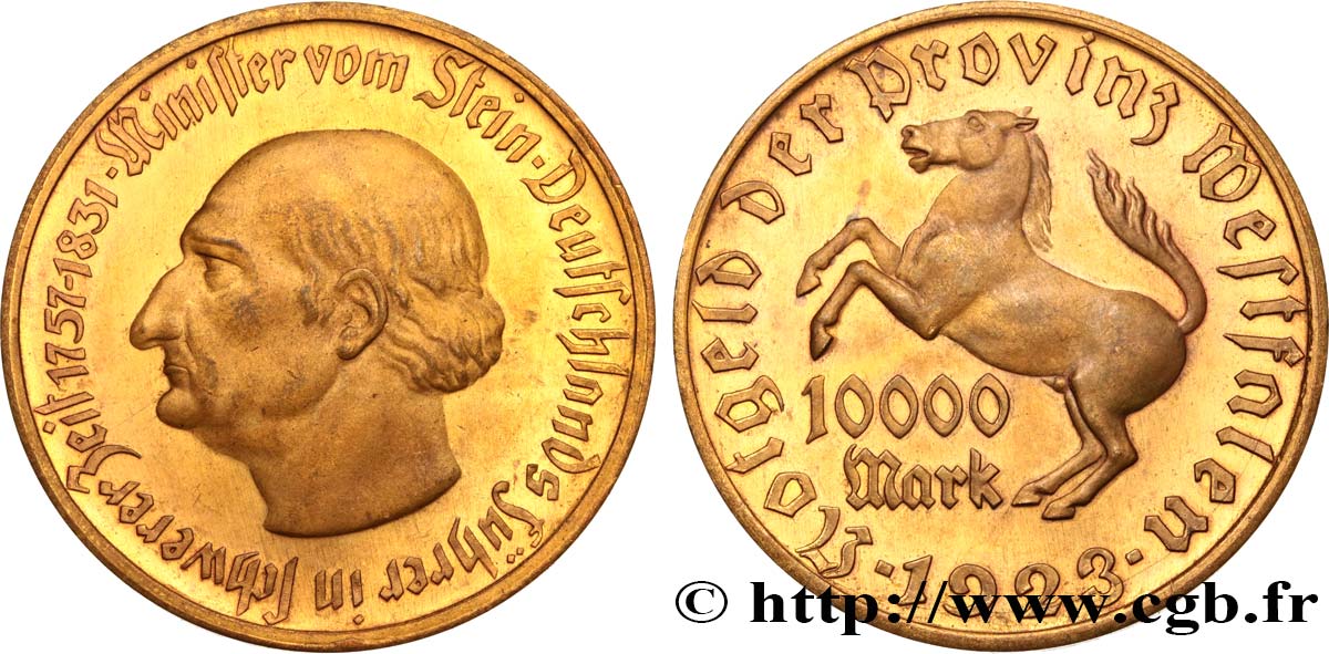 GERMANIA 10000 Mark  Westphalie vom Stein 1923  SPL 