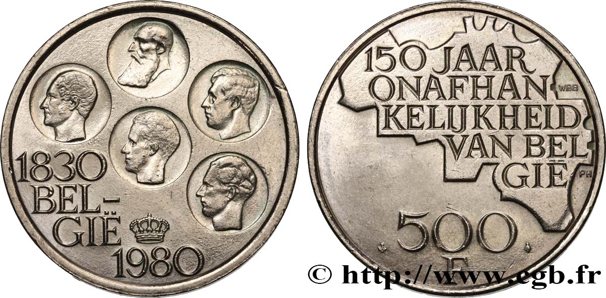 BELGIQUE 500 Francs légende flamande 150e anniversaire de l’indépendance 1980 Bruxelles SUP 