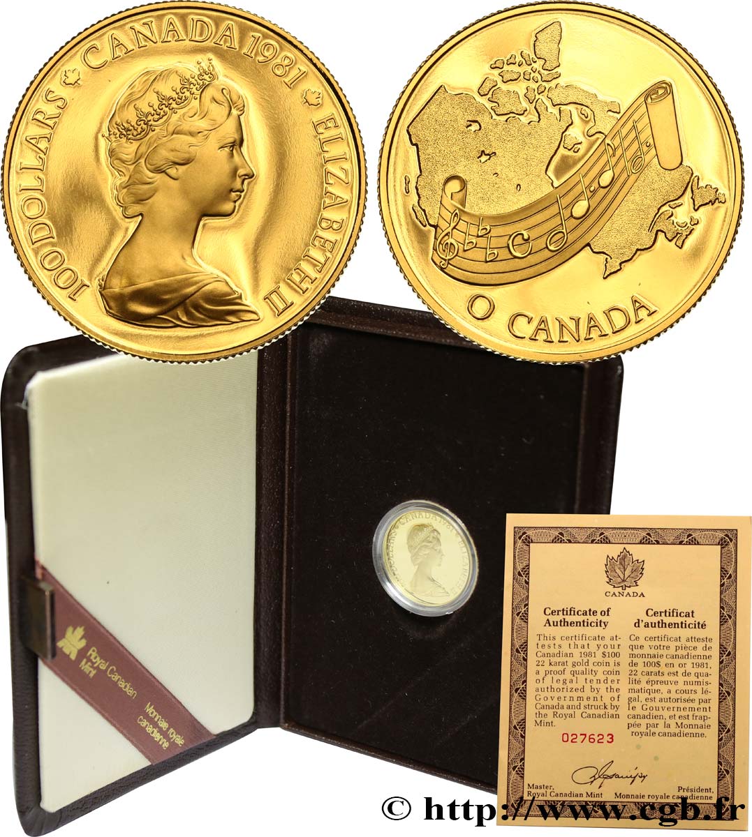 KANADA 100 Dollars or Proof hymne “O Canada” 1981  ST 