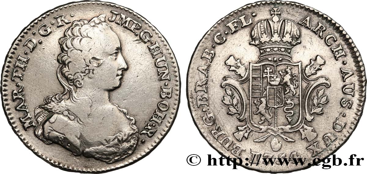 BÉLGICA - PAíSES BAJOS AUSTRíACOS 1/2 (Demi-) Ducaton Marie-Thérèse 1754 Anvers BC 