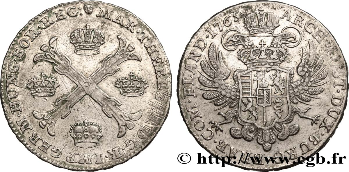 BELGIO - PAESI BASSI AUSTRIACI 1 Kronenthaler Pays-Bas Autrichiens frappe au nom de Marie-Thérèse 1765 Bruxelles BB 