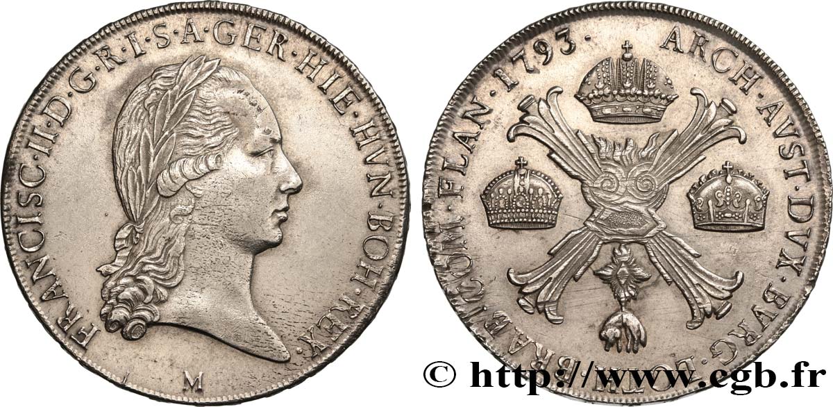 ITALIEN - LOMBARDEI 1 Kronenthaler Lombardie François II d’Autriche 1793 Milan - M SS 