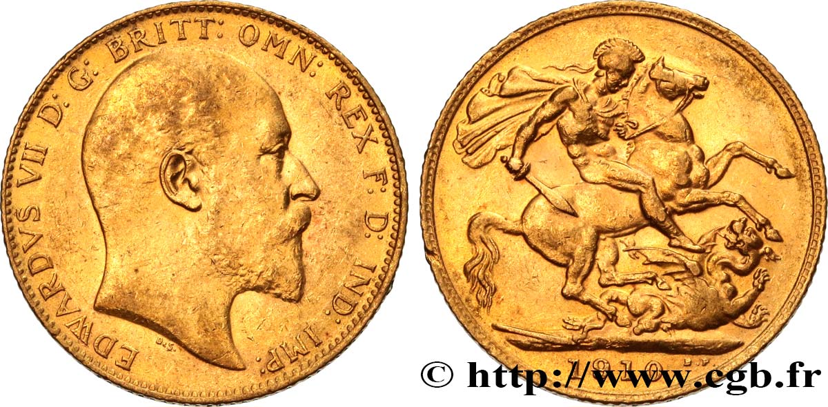 INVESTMENT GOLD 1 Souverain Edouard VII 1910 Londres XF 