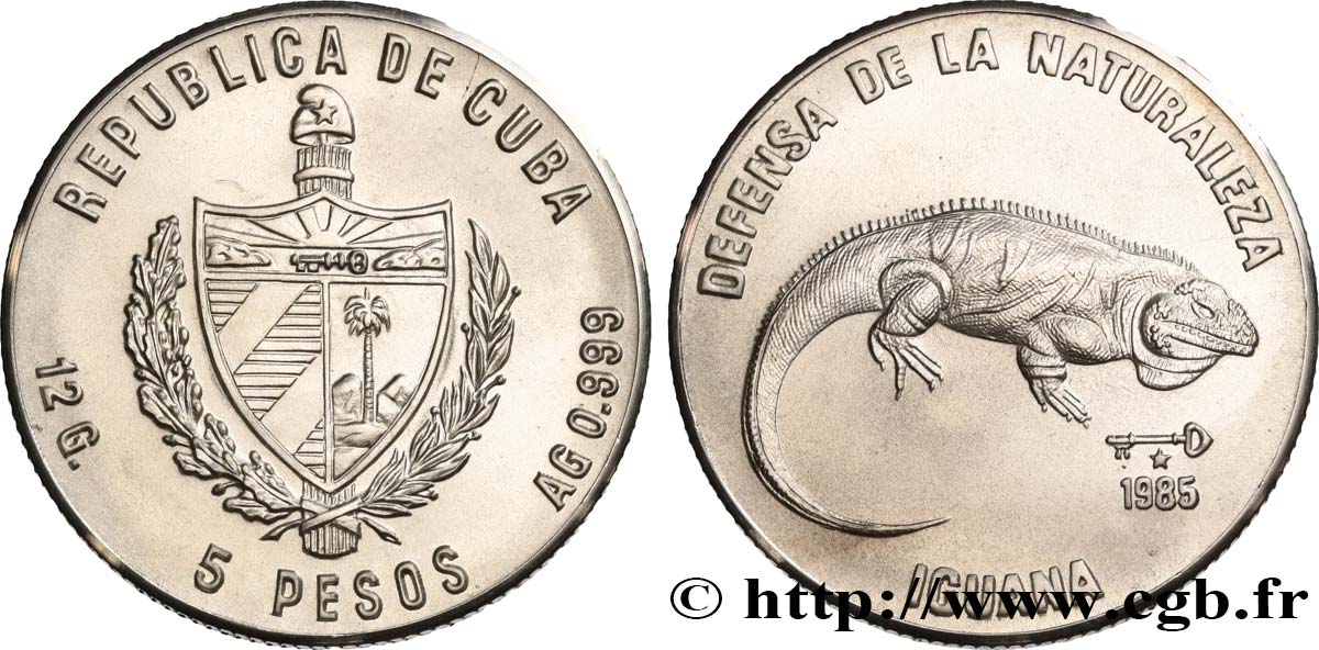 KUBA 5 Pesos Iguane 1985  fST 