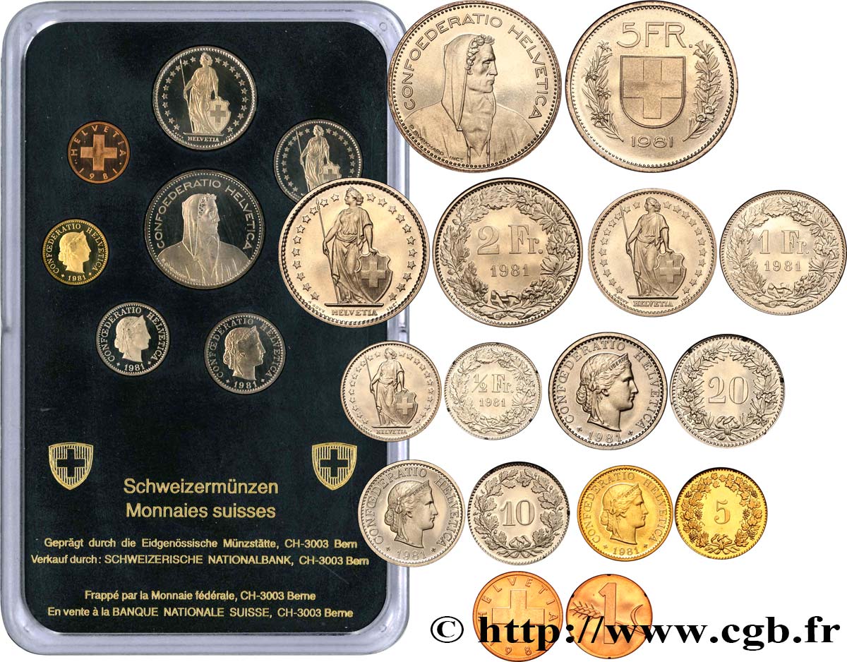 SCHWEIZ Série FDC 8 Monnaies 1981  ST 