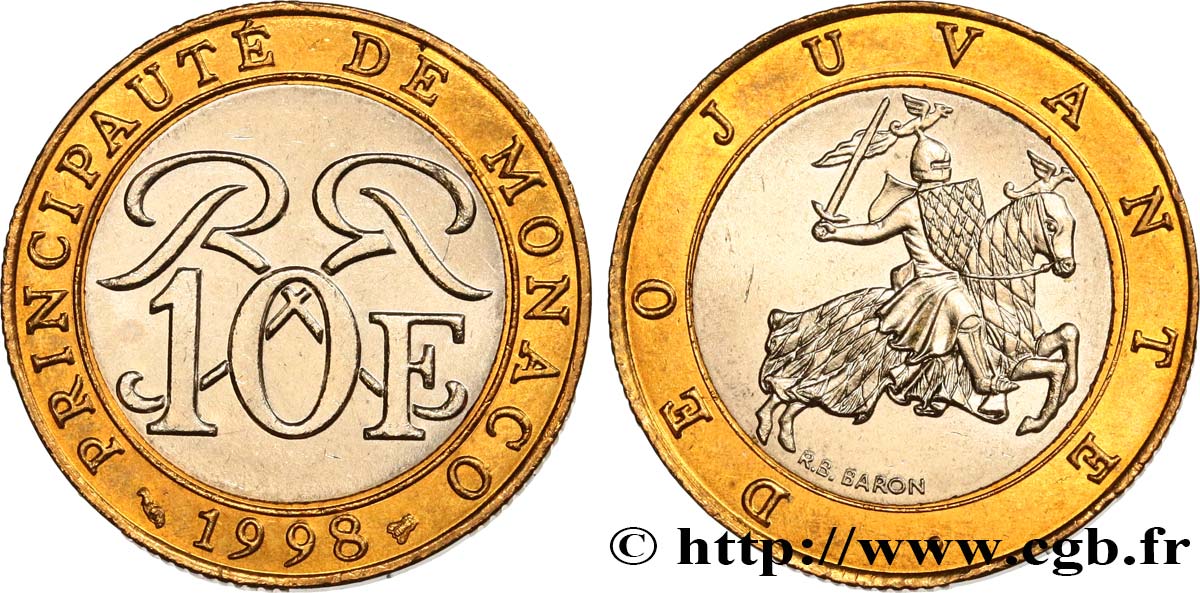 MONACO 10 Francs Rainier III 1998 Paris MS 