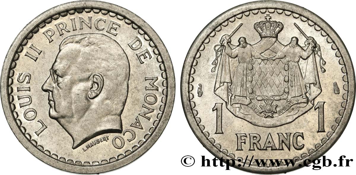 MONACO 1 Franc Louis II (1943) Paris ST 