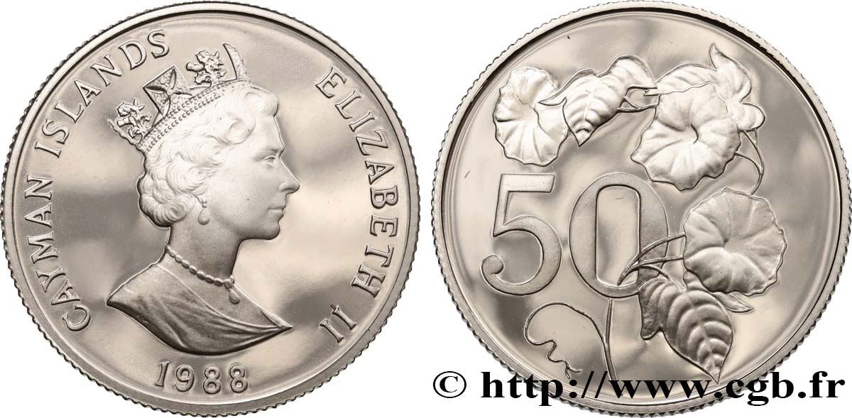 CAYMANS ISLANDS 50 Cents Proof Elisabeth II  1988  MS 