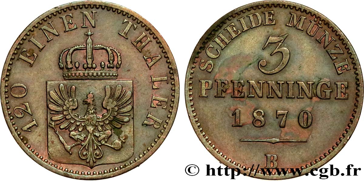 DEUTSCHLAND - PREUßEN 3 Pfenninge 1870 Hanovre SS 
