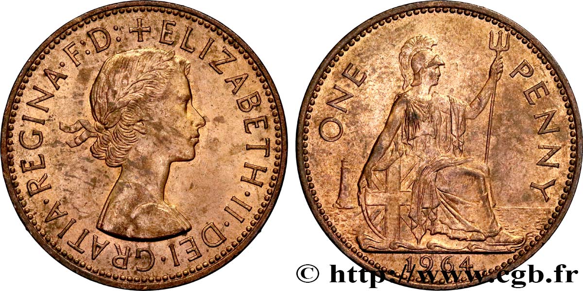 ROYAUME-UNI 1 Penny Elisabeth II 1964  SUP 