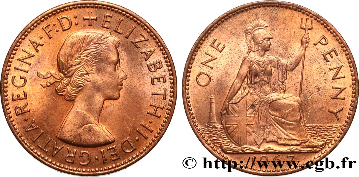 REGNO UNITO 1 Penny Elisabeth II 1967  SPL 