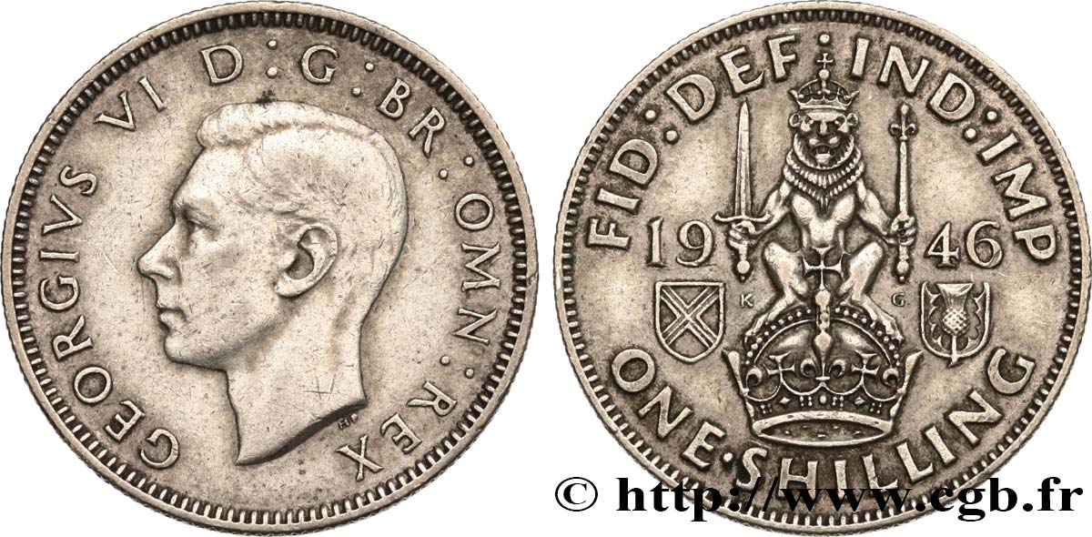 ROYAUME-UNI 1 Shilling Georges VI “England reverse” 1946  TTB 