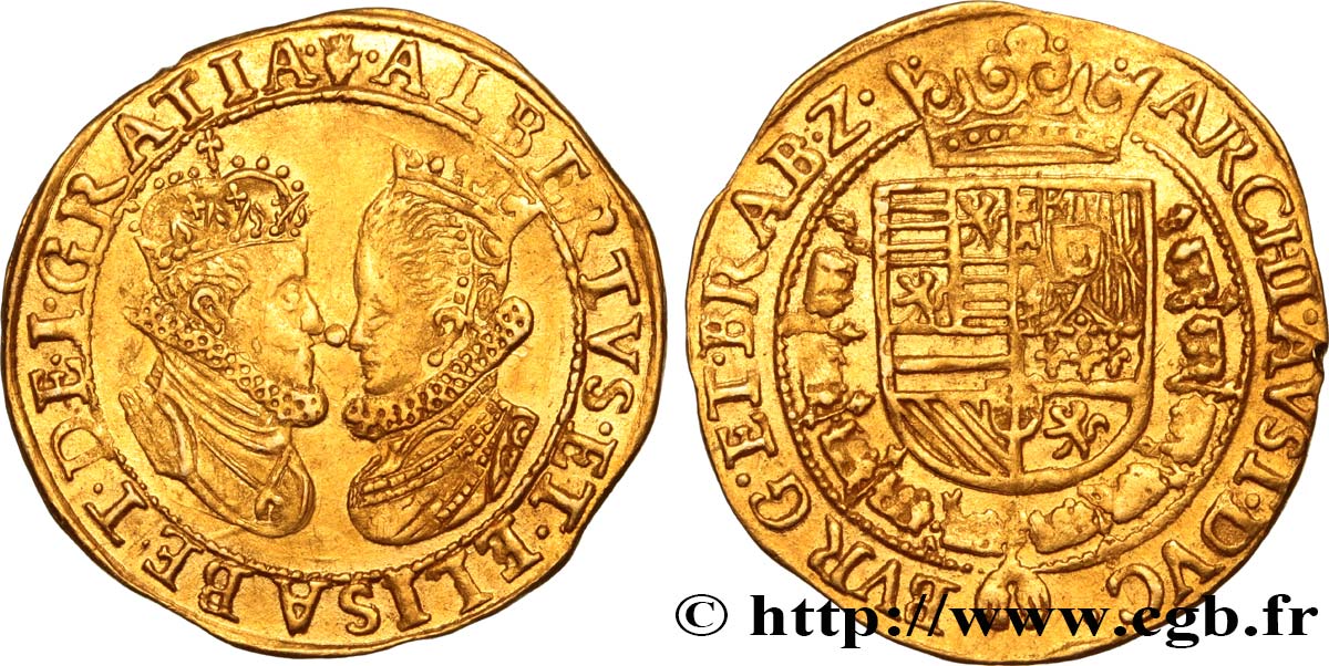SPANISH NETHERLANDS - BRABANT - DUCHY OF BRABANT - ALBERT AND ISABELLA Double Ducat n.d Anvers AU 