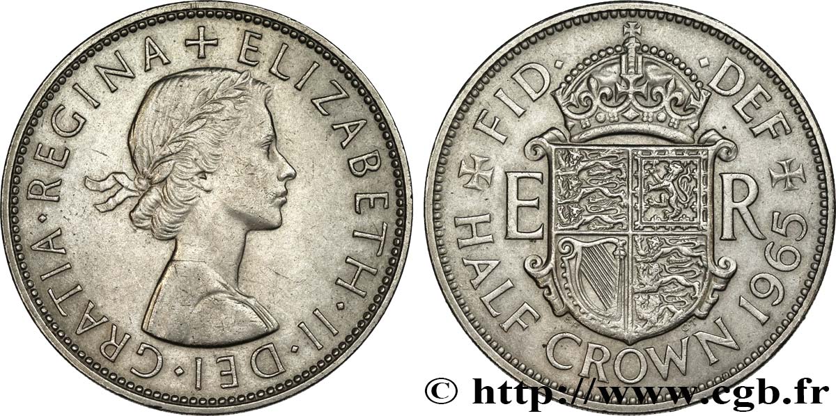 ROYAUME-UNI 1/2 Crown Élisabeth II 1965  SUP 