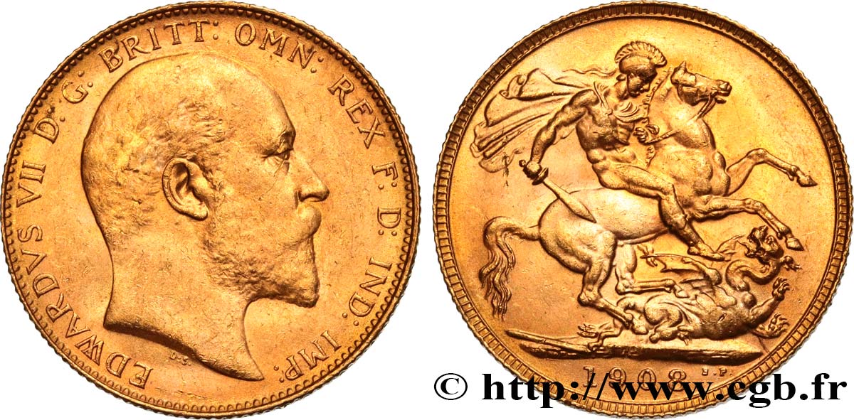 INVESTMENT GOLD 1 Souverain Edouard VII 1908 Perth SPL 