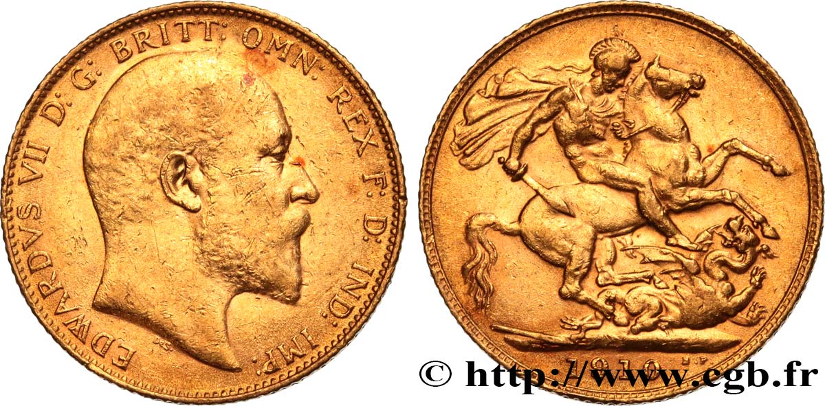 INVESTMENT GOLD 1 Souverain Edouard VII 1910 Londres AU 