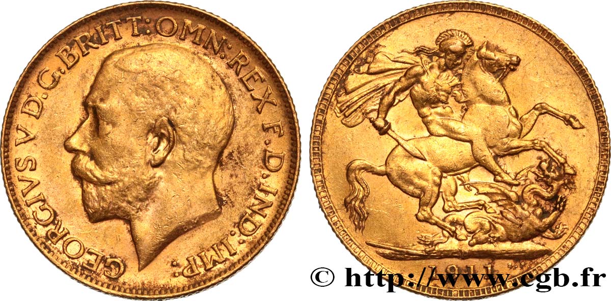 INVESTMENT GOLD 1 Souverain Georges V 1911 Perth fSS 