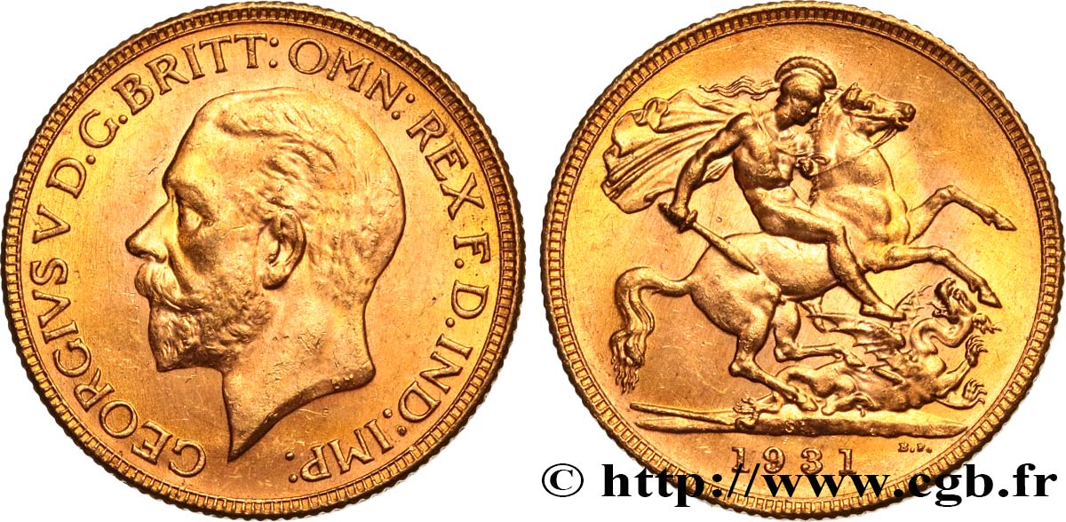 INVESTMENT GOLD 1 Souverain Georges V 1931 Afrique du Sud SPL 