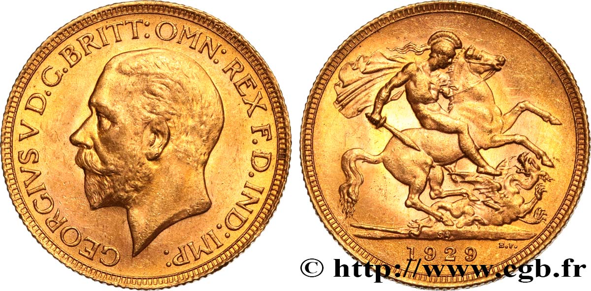 INVESTMENT GOLD 1 Souverain Georges V 1929 Afrique du Sud VZ 