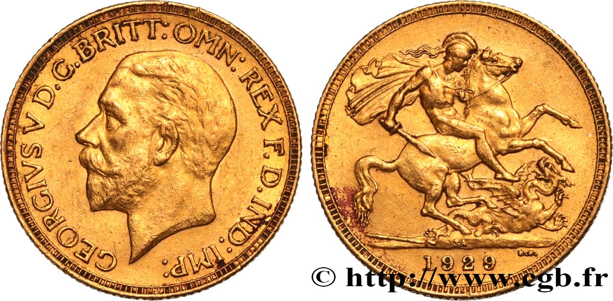 INVESTMENT GOLD 1 Souverain Georges V 1929 Afrique du Sud AU 