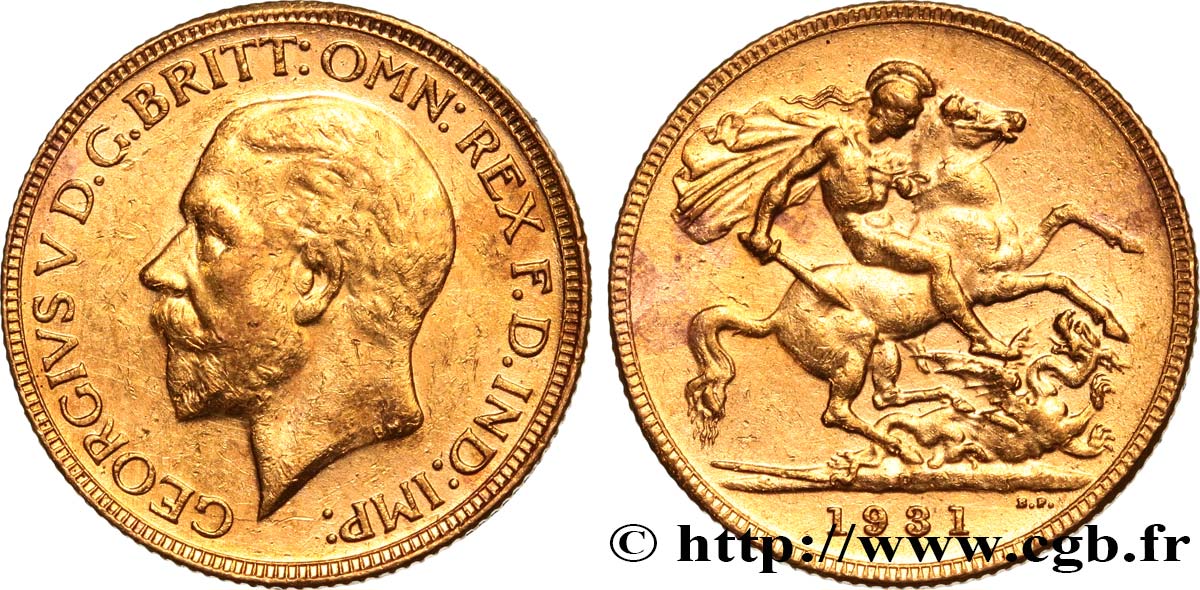 INVESTMENT GOLD 1 Souverain Georges V 1931 Perth MBC 